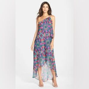 Laundry by Shelli Segal One Shoulder Kaleidoscope Print Resort Midi Dress Size 2